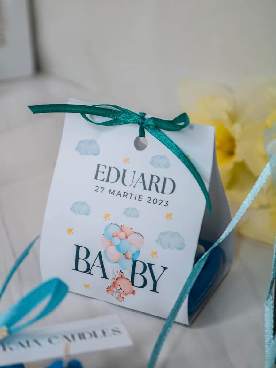 Marturii Botez lumanare BABY - cartonat & fundita - imagine 25